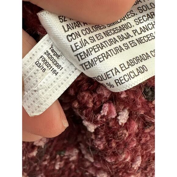 Target burgundy popcorn knit long sleeves high low sweater size Large - Picture 3 of 11